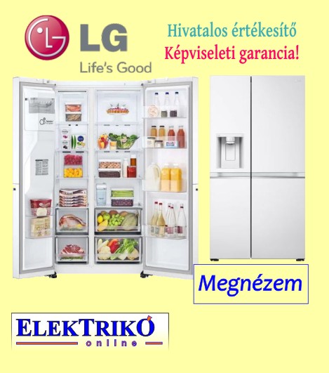 LG GSLV71SWTM Side by Side hűtőszekrény, DoorCooling TM és ThinQ TM technológia, 635L kapacitás